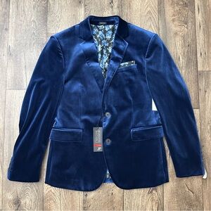JF J. Ferrar Stretch Slim Fit Velvet Sport Coat Mens Size 40 S Blue